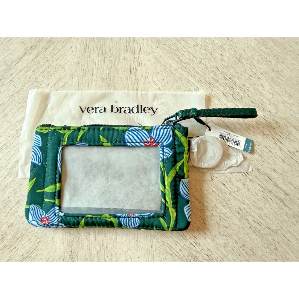 Vera Bradley Zip ID Case Charlotte Stems Key Ring Wallet 5x3 New with Tags